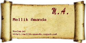 Mellik Amanda névjegykártya